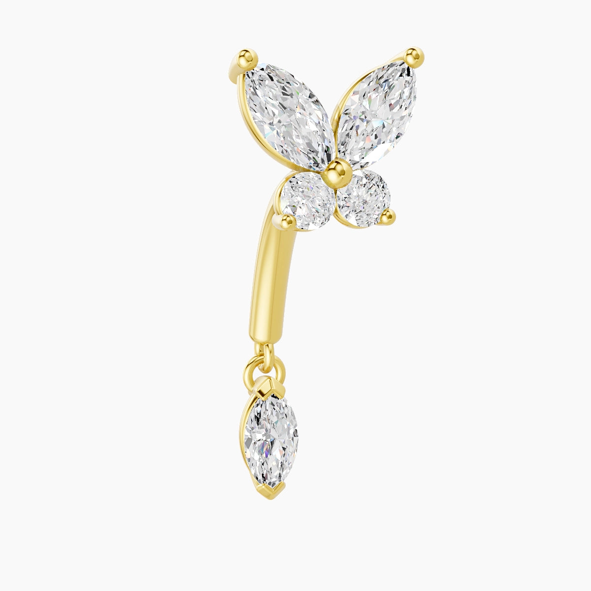Levana | 18k Yellow Gold 8 mm Butterfly Diamond Rook Piercing