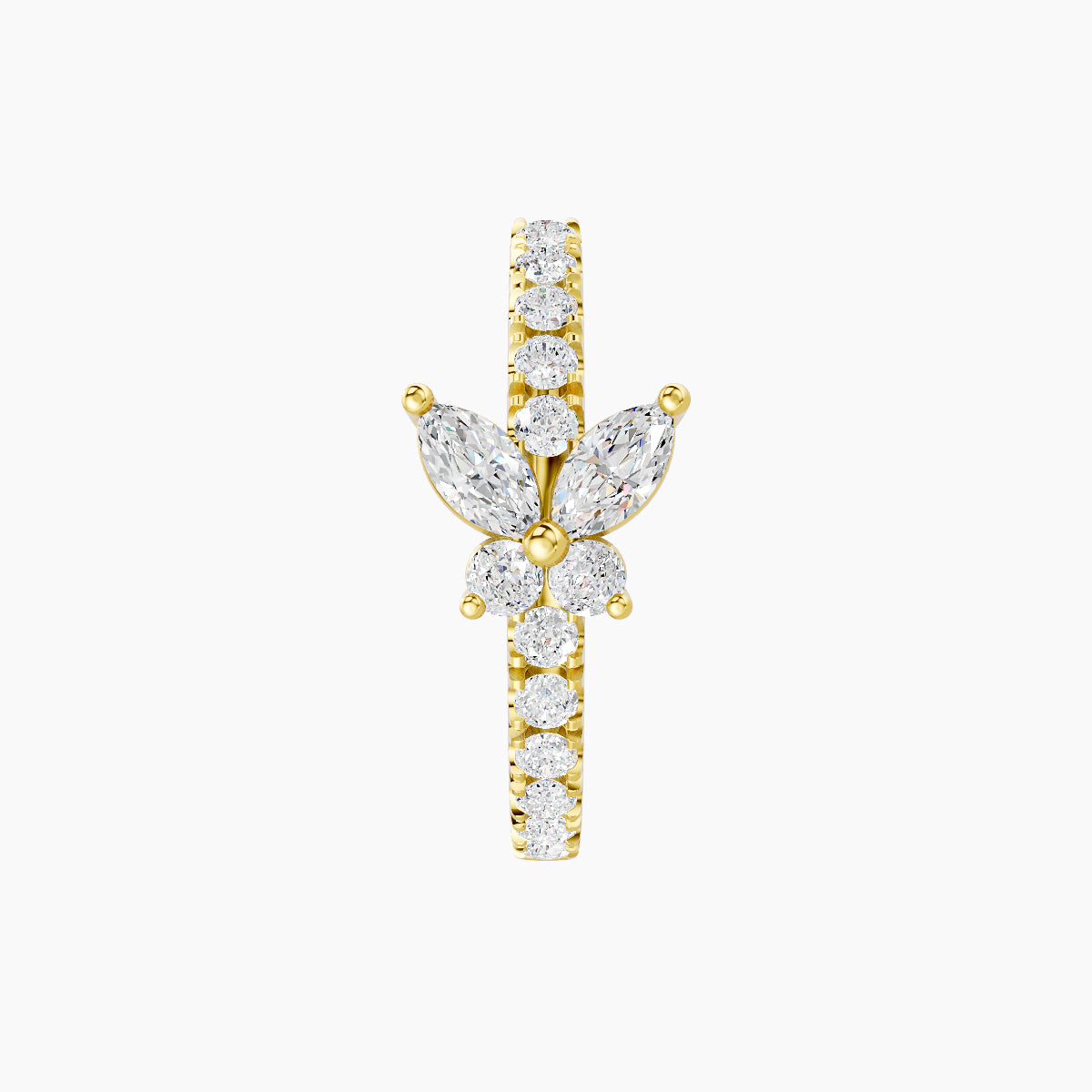 Levana | 18k Yellow Gold 9.5 mm Butterfly Diamond Hoop Piercing