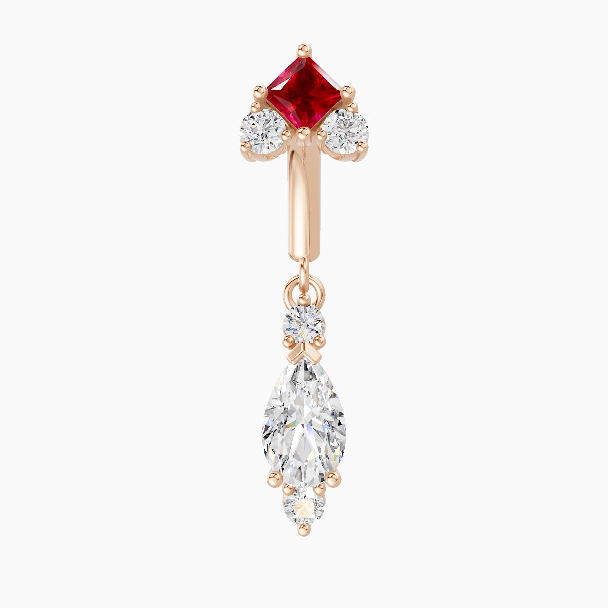Lio | 18k Rose Gold 6 mm Ruby & Diamond Rook Piercing