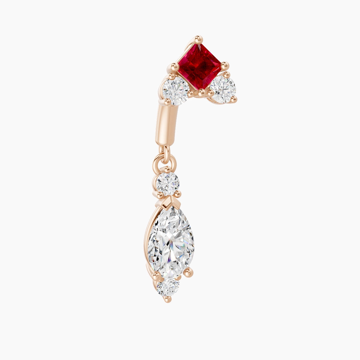 Lio | 18k Rose Gold 6 mm Ruby & Diamond Rook Piercing