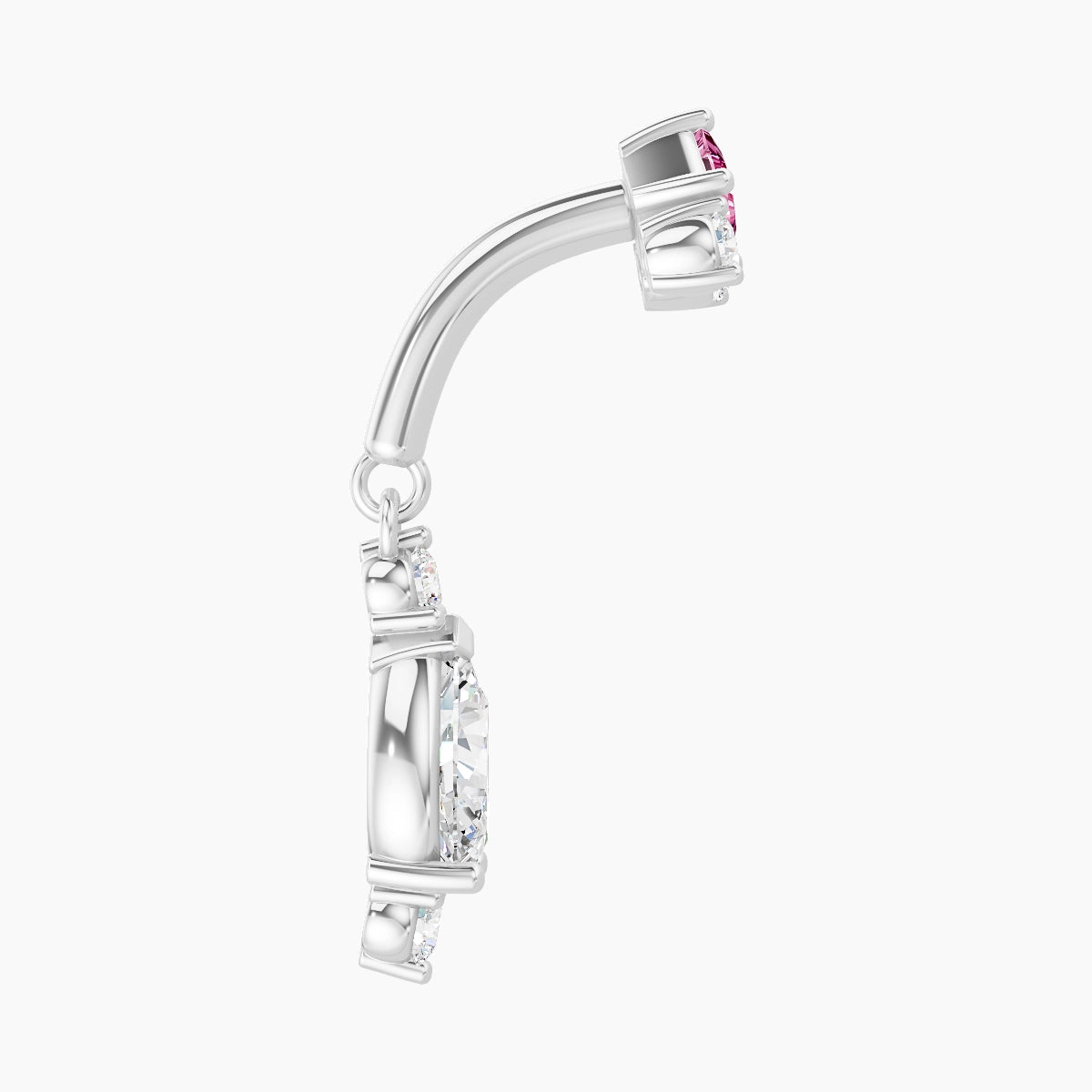 Lio | 18k White Gold 6 mm Pink Sapphire & Diamond Rook Piercing