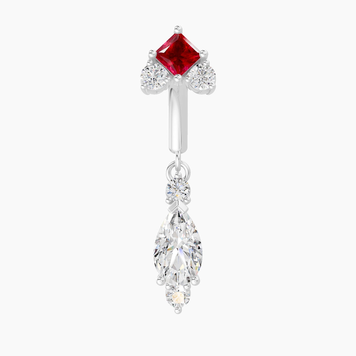 Lio | 18k White Gold 6 mm Ruby & Diamond Rook Piercing