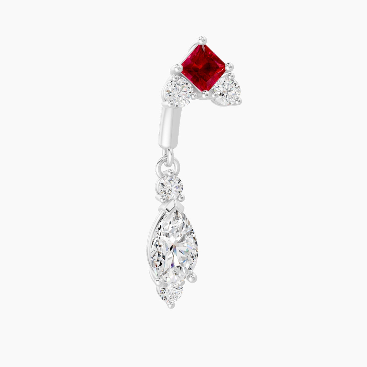 Lio | 18k White Gold 6 mm Ruby & Diamond Rook Piercing