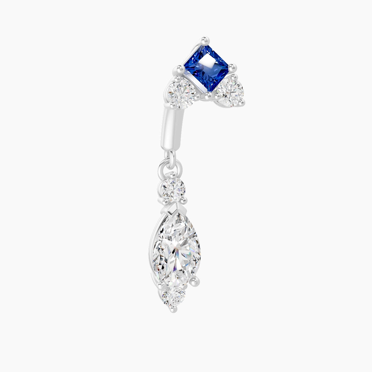 Lio | 18k White Gold 6 mm Sapphire & Diamond Rook Piercing
