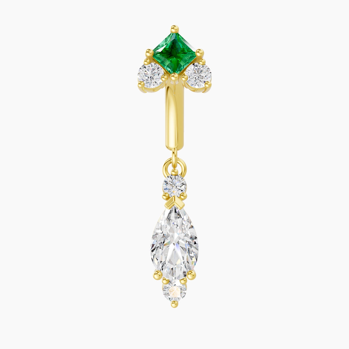 Lio | 18k Yellow Gold 6 mm Emerald & Diamond Rook Piercing