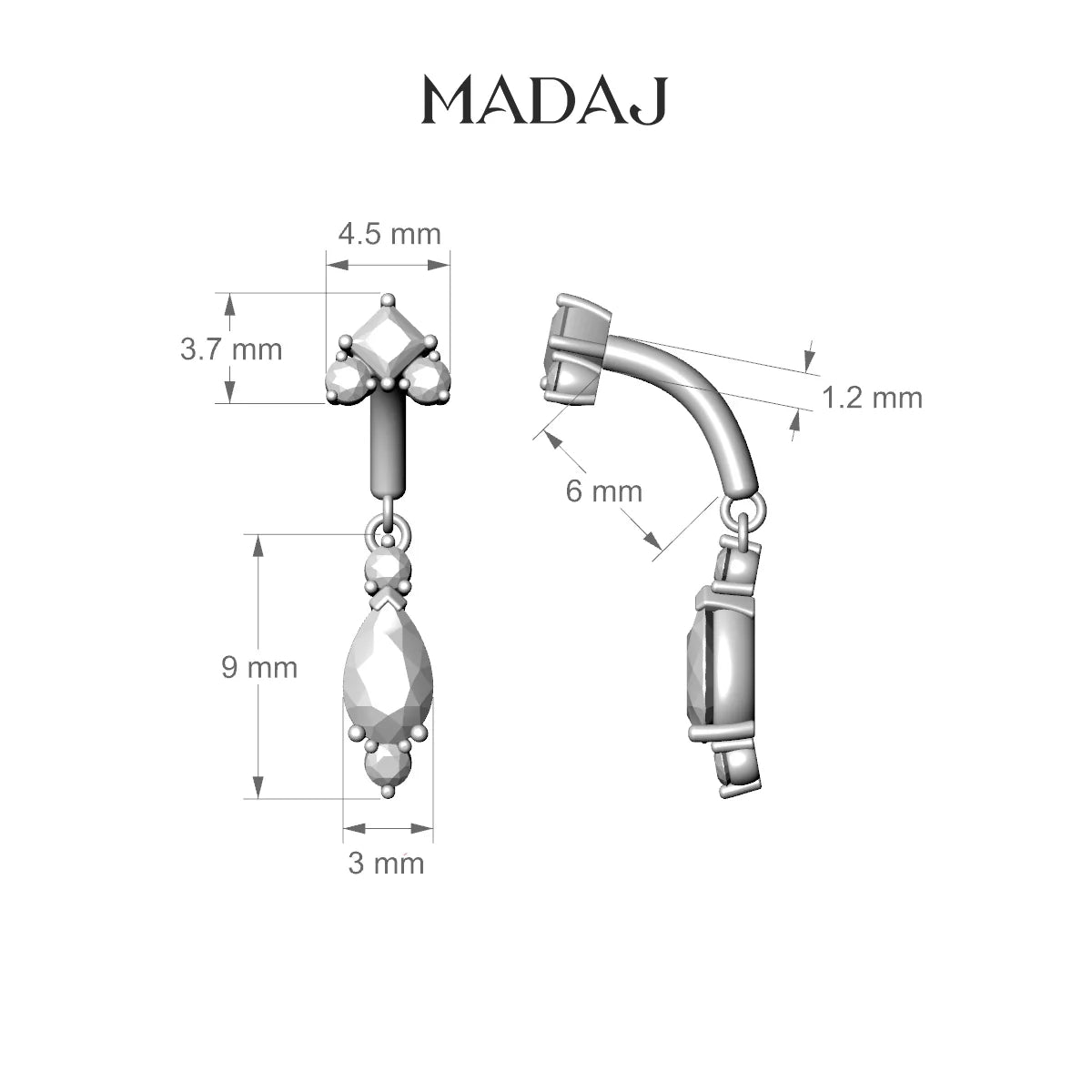 Lio | 18k Yellow Gold 6 mm Diamond Rook Piercing