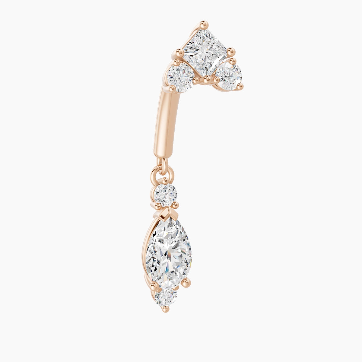 Lio | 18k Rose Gold 8 mm Diamond Rook Piercing