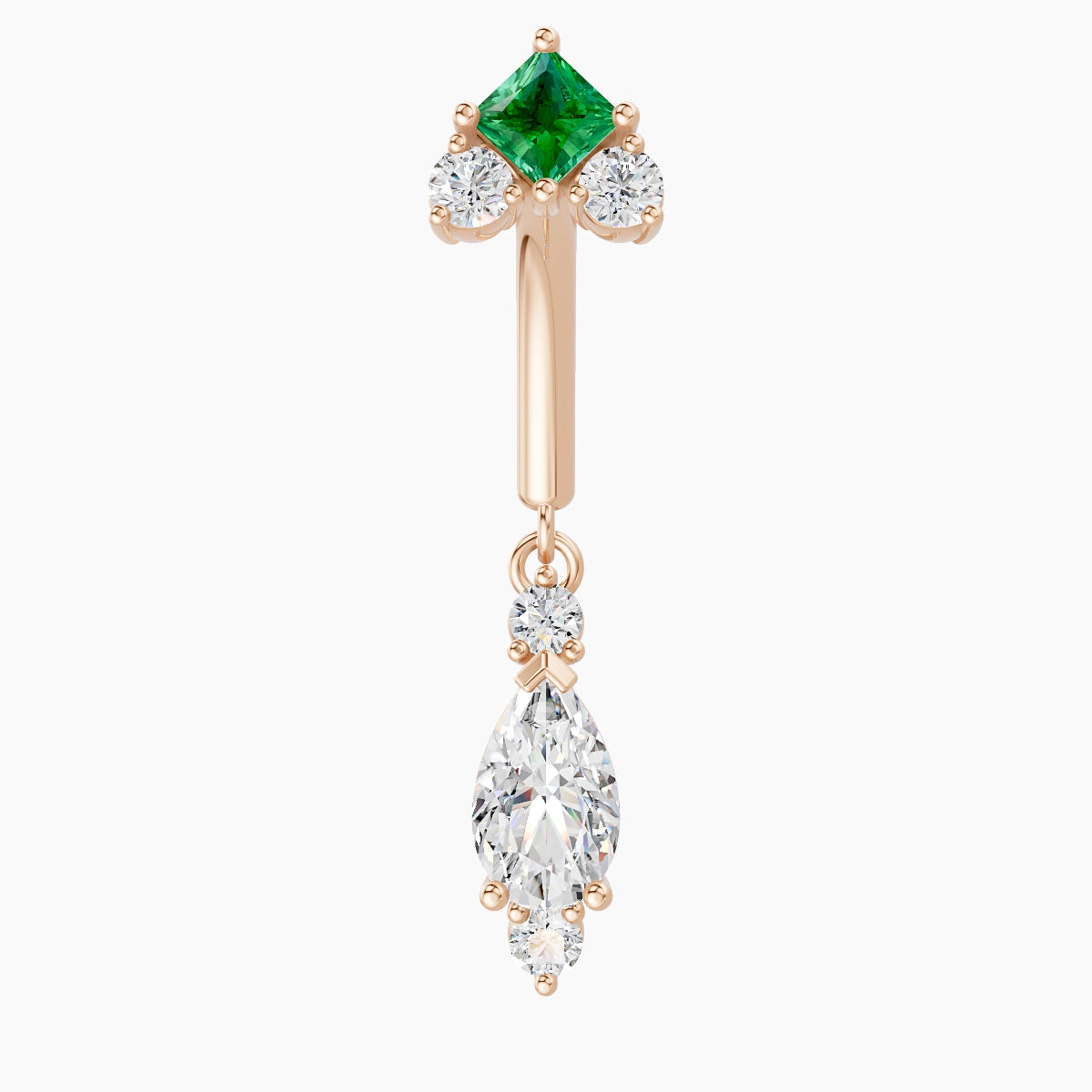 Lio | 18k Rose Gold 8 mm Emerald & Diamond Rook Piercing