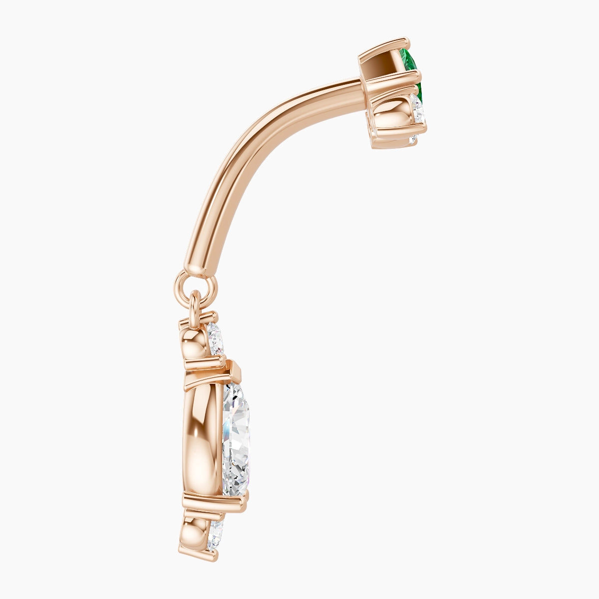 Lio | 18k Rose Gold 8 mm Emerald & Diamond Rook Piercing
