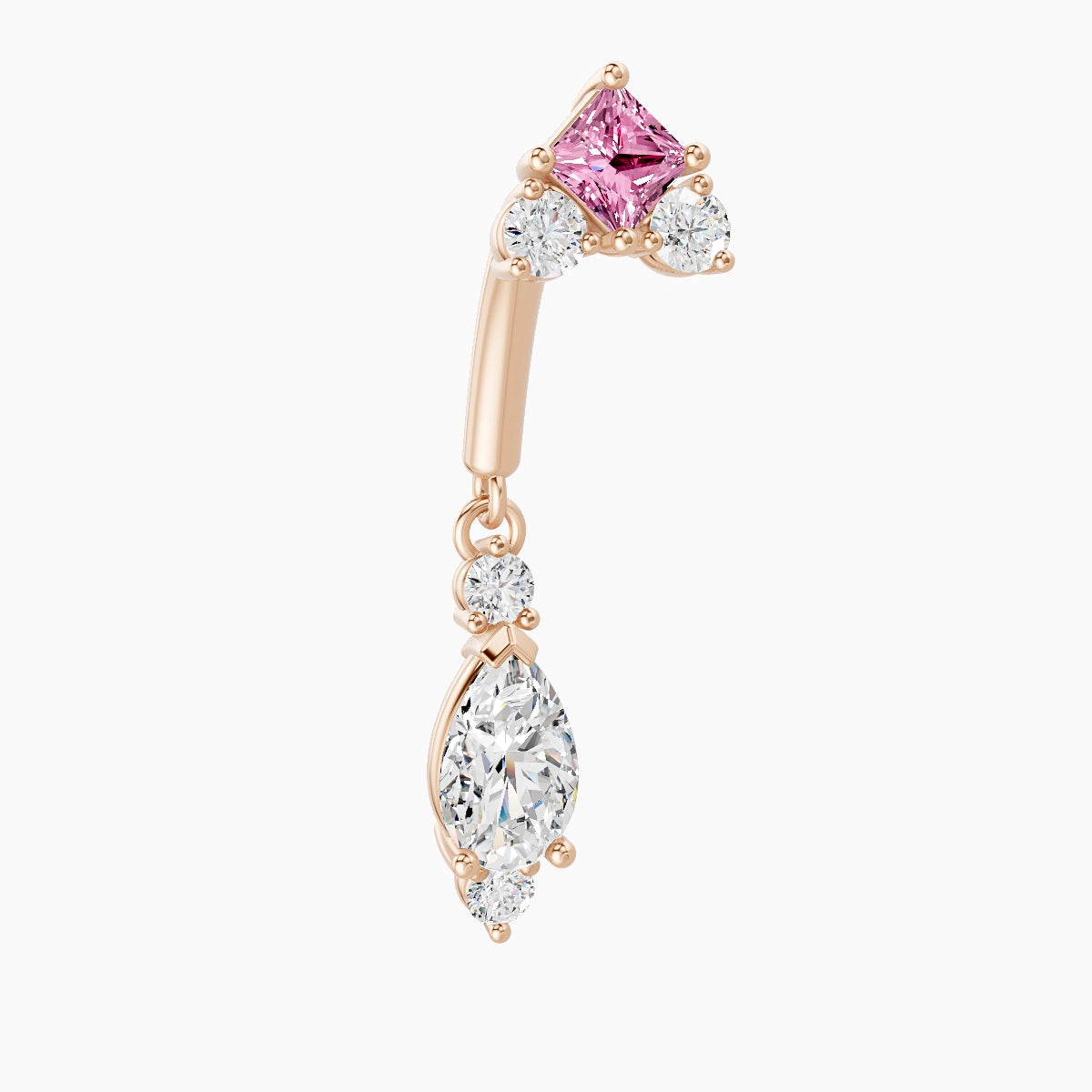 Lio | 18k Rose Gold 8 mm Pink Sapphire & Diamond Rook Piercing