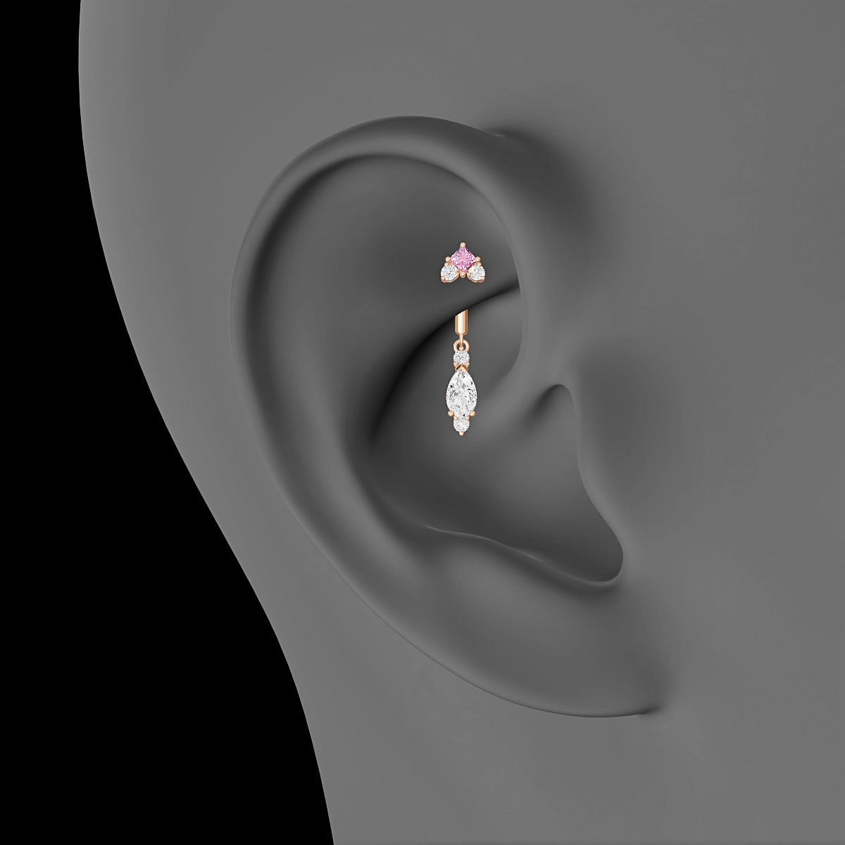 Lio | 18k Rose Gold 8 mm Pink Sapphire & Diamond Rook Piercing