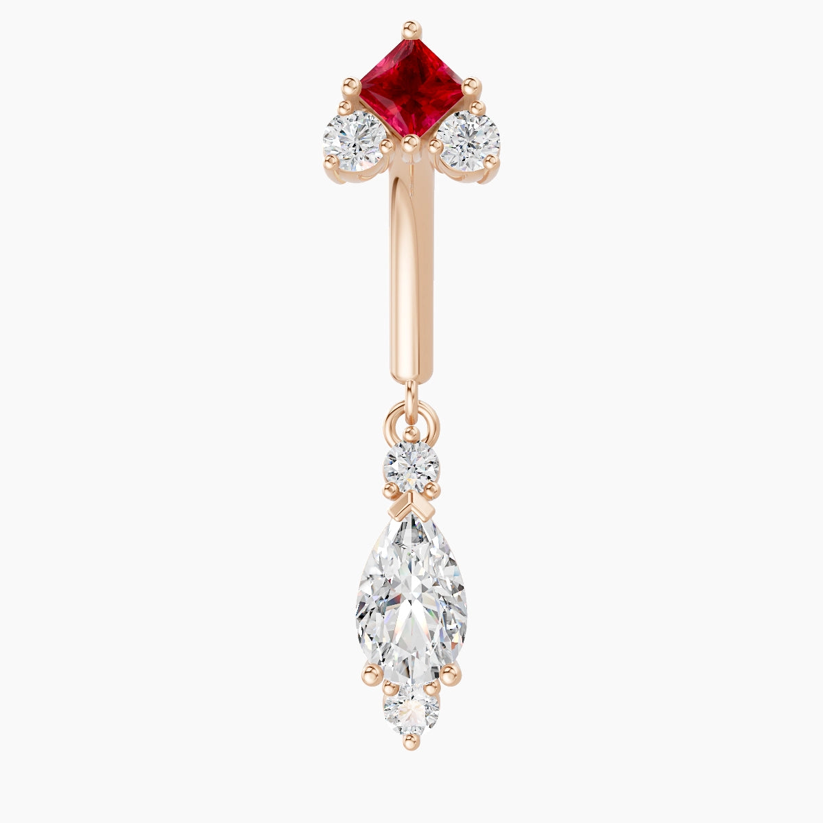 Lio | 18k Rose Gold 8 mm Ruby & Diamond Rook Piercing