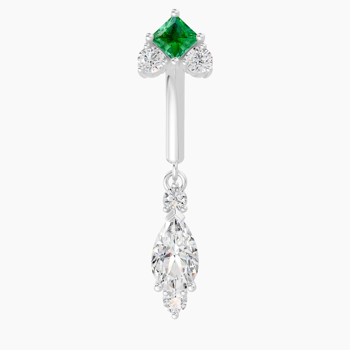 Lio | 18k White Gold 8 mm Emerald & Diamond Rook Piercing