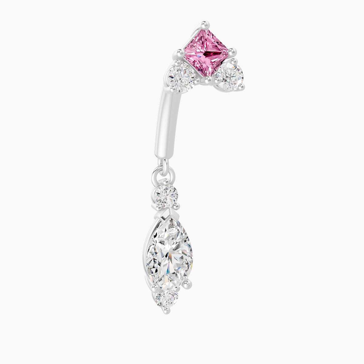 Lio | 18k White Gold 8 mm Pink Sapphire & Diamond Rook Piercing