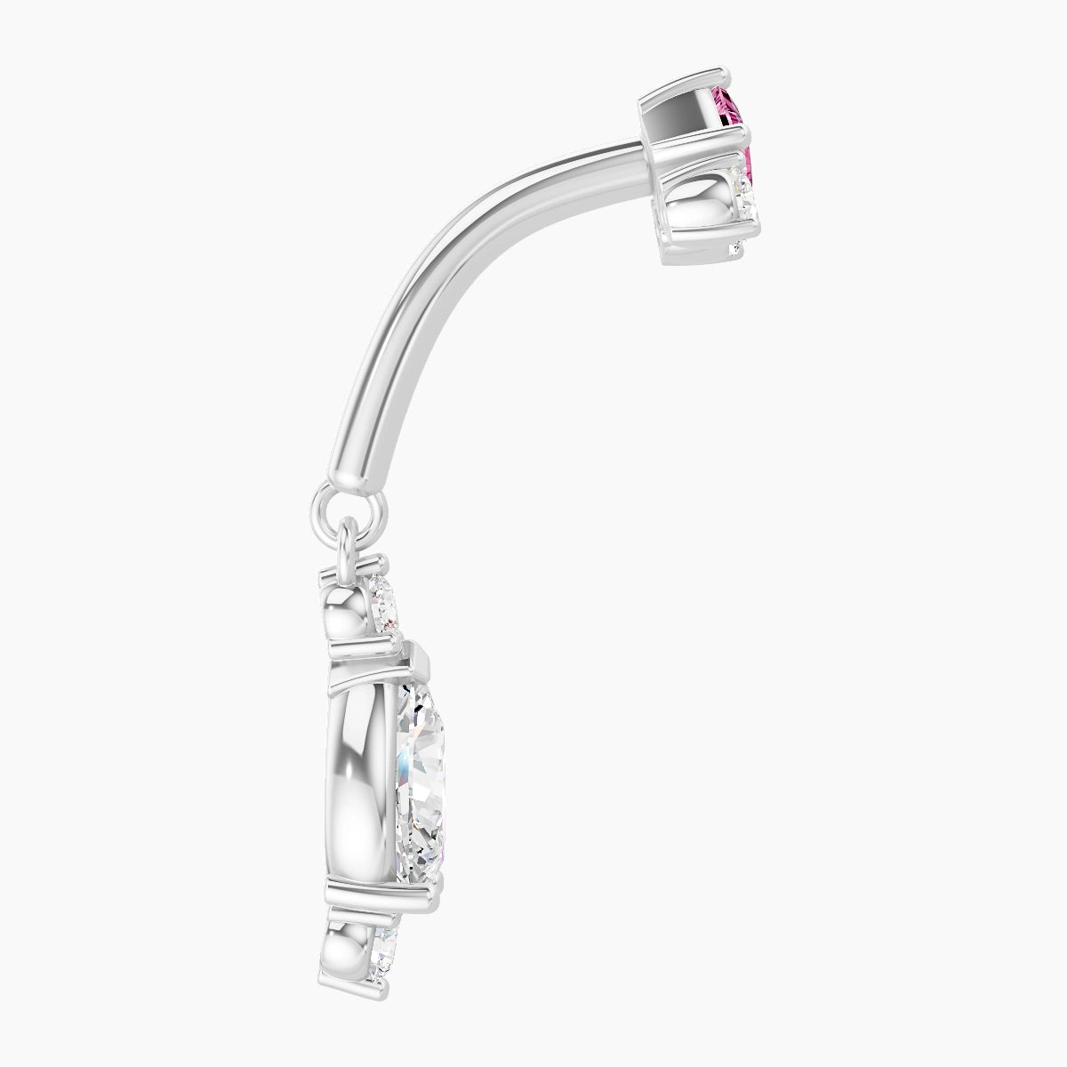 Lio | 18k White Gold 8 mm Pink Sapphire & Diamond Rook Piercing