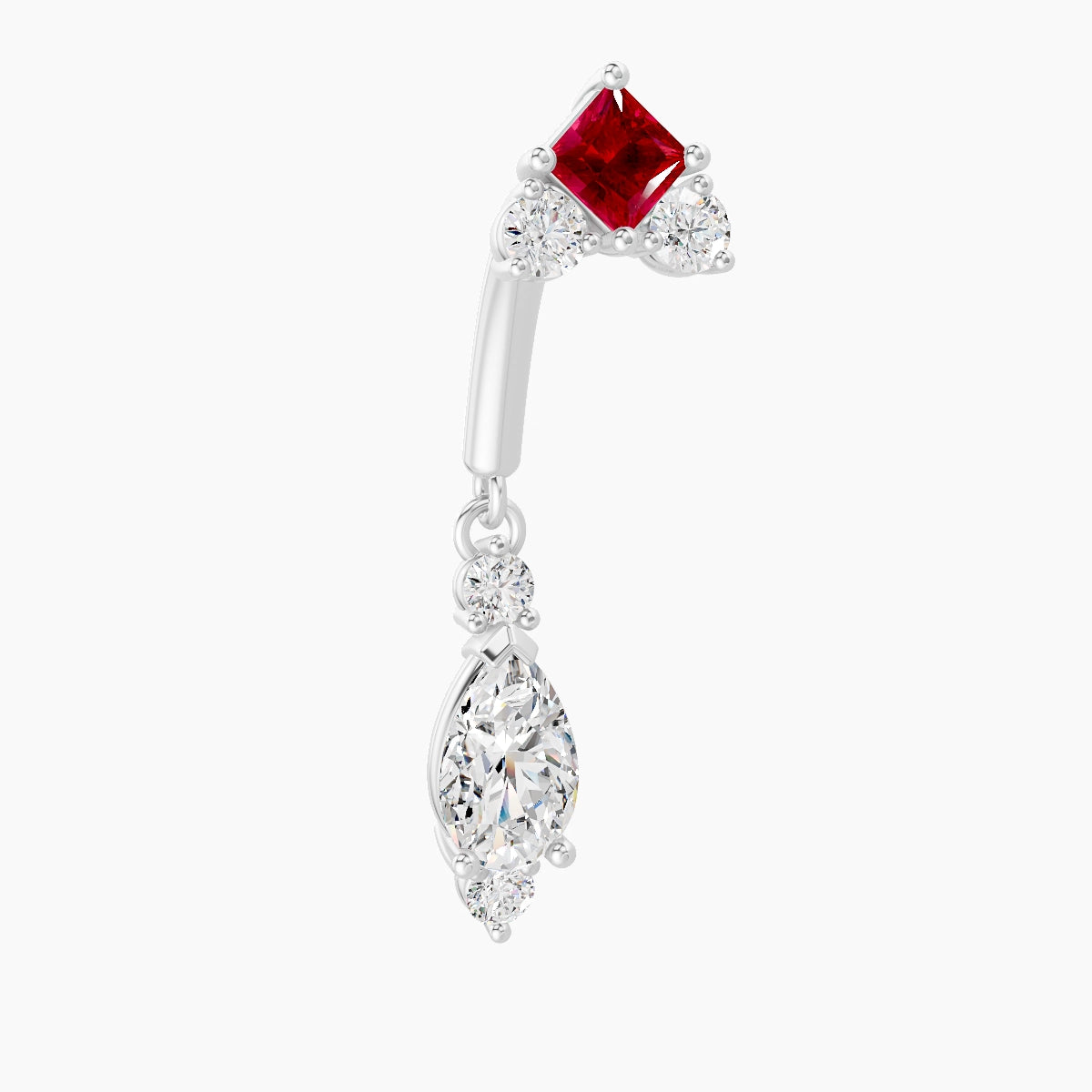 Lio | 18k White Gold 8 mm Ruby & Diamond Rook Piercing