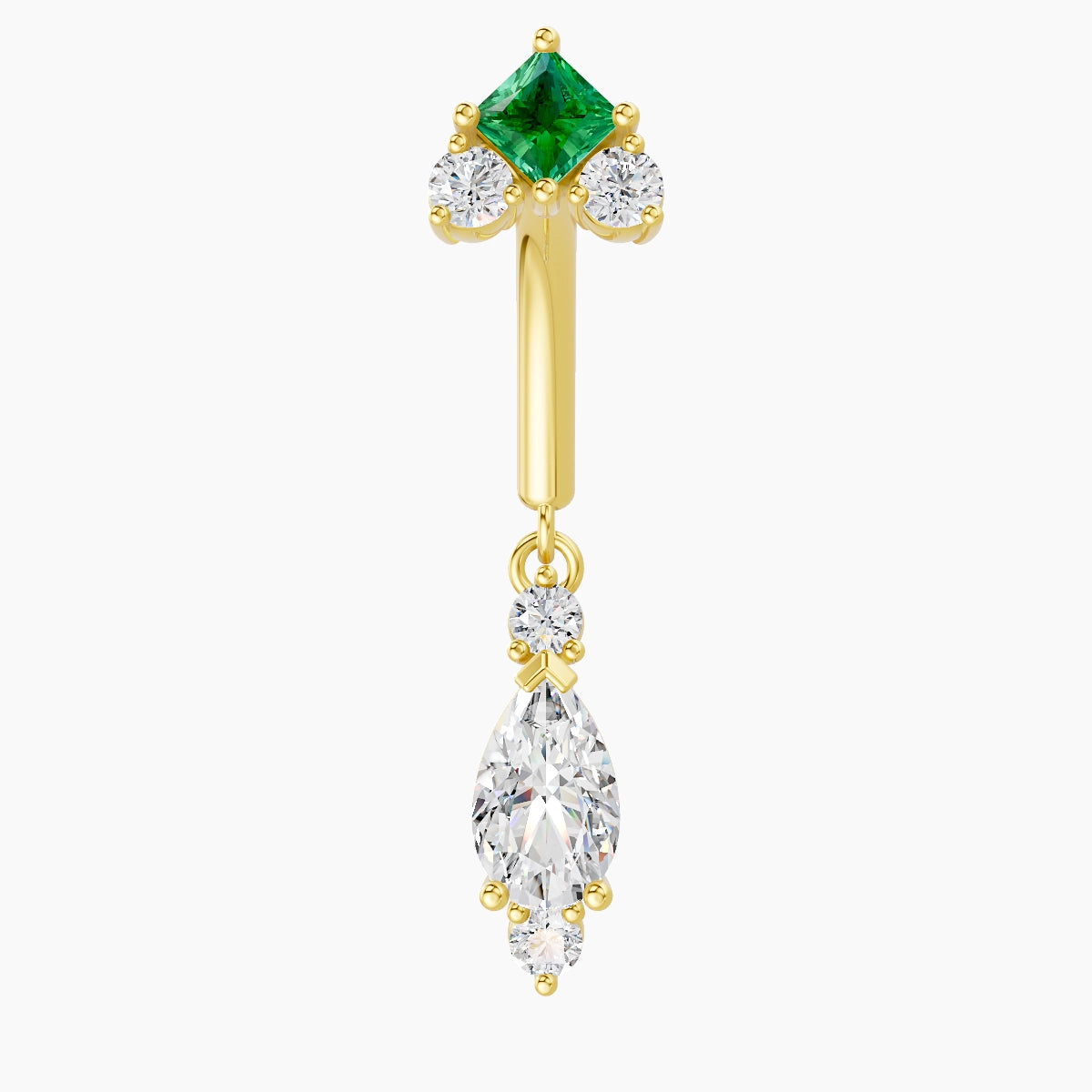 Lio | 18k Yellow Gold 8 mm Emerald & Diamond Rook Piercing
