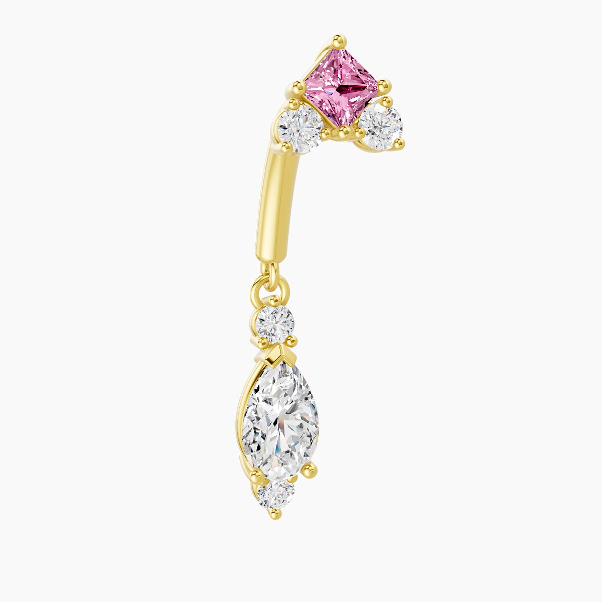 Lio | 18k Yellow Gold 8 mm Pink Sapphire & Diamond Rook Piercing