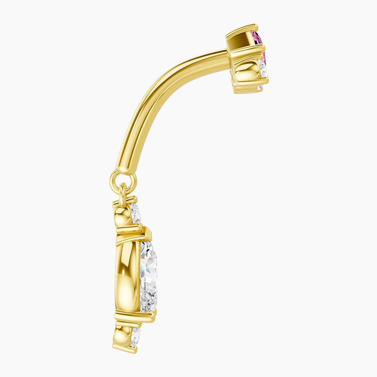Lio | 18k Yellow Gold 8 mm Pink Sapphire & Diamond Rook Piercing