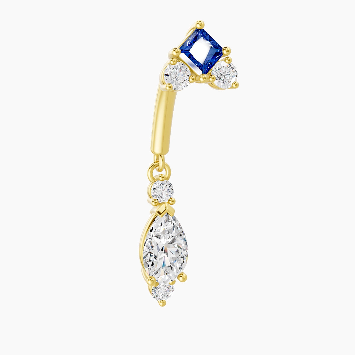 Lio | 18k Yellow Gold 8 mm Sapphire & Diamond Rook Piercing