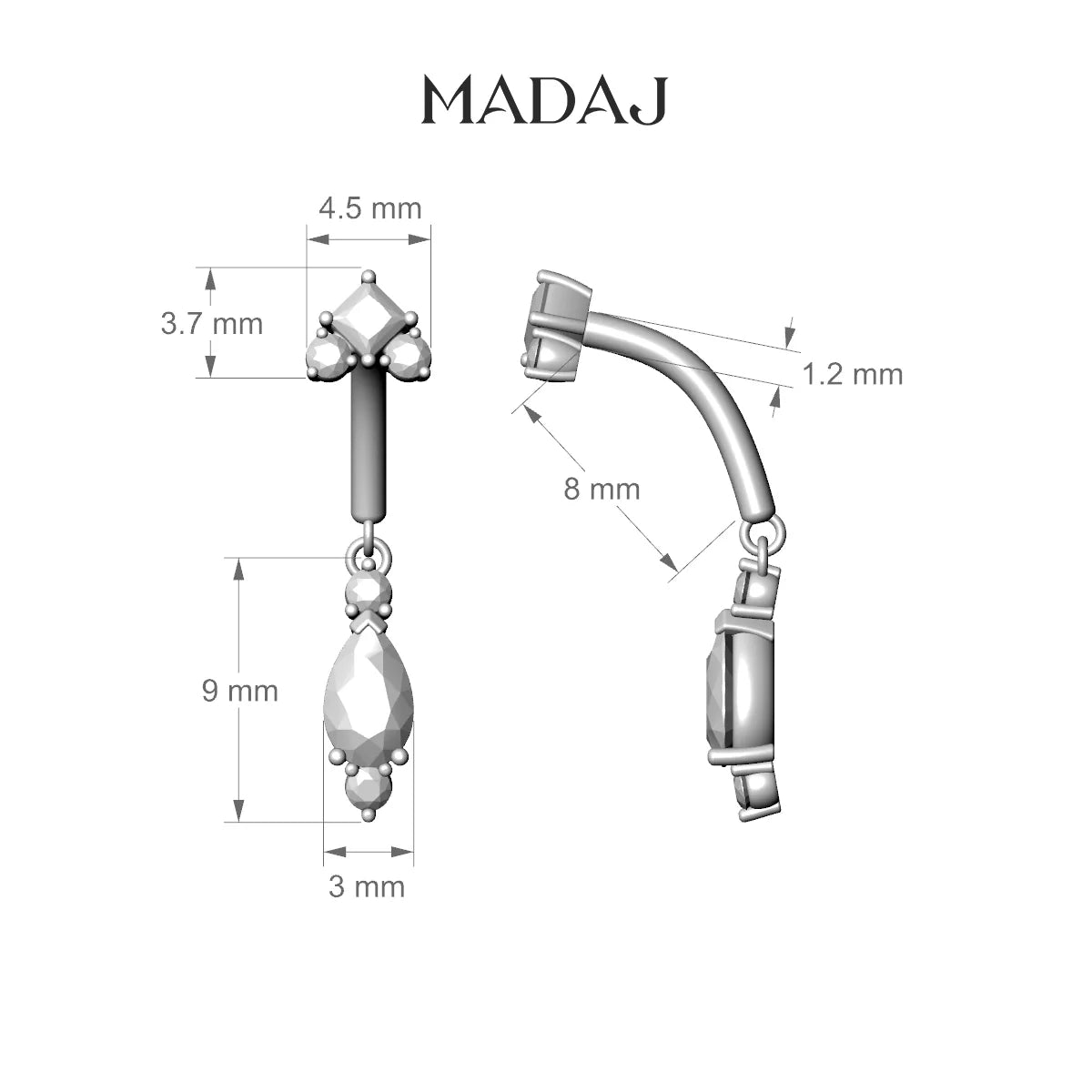 Lio | 18k Rose Gold 8 mm Diamond Rook Piercing