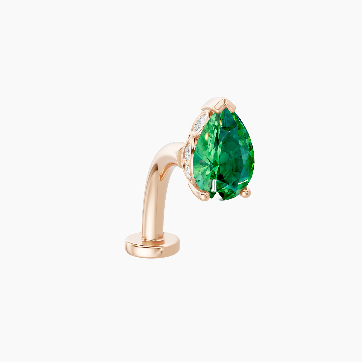 Livia | 18k Rose Gold 10 mm 7 mm Emerald & Diamond Floating Navel Piercing