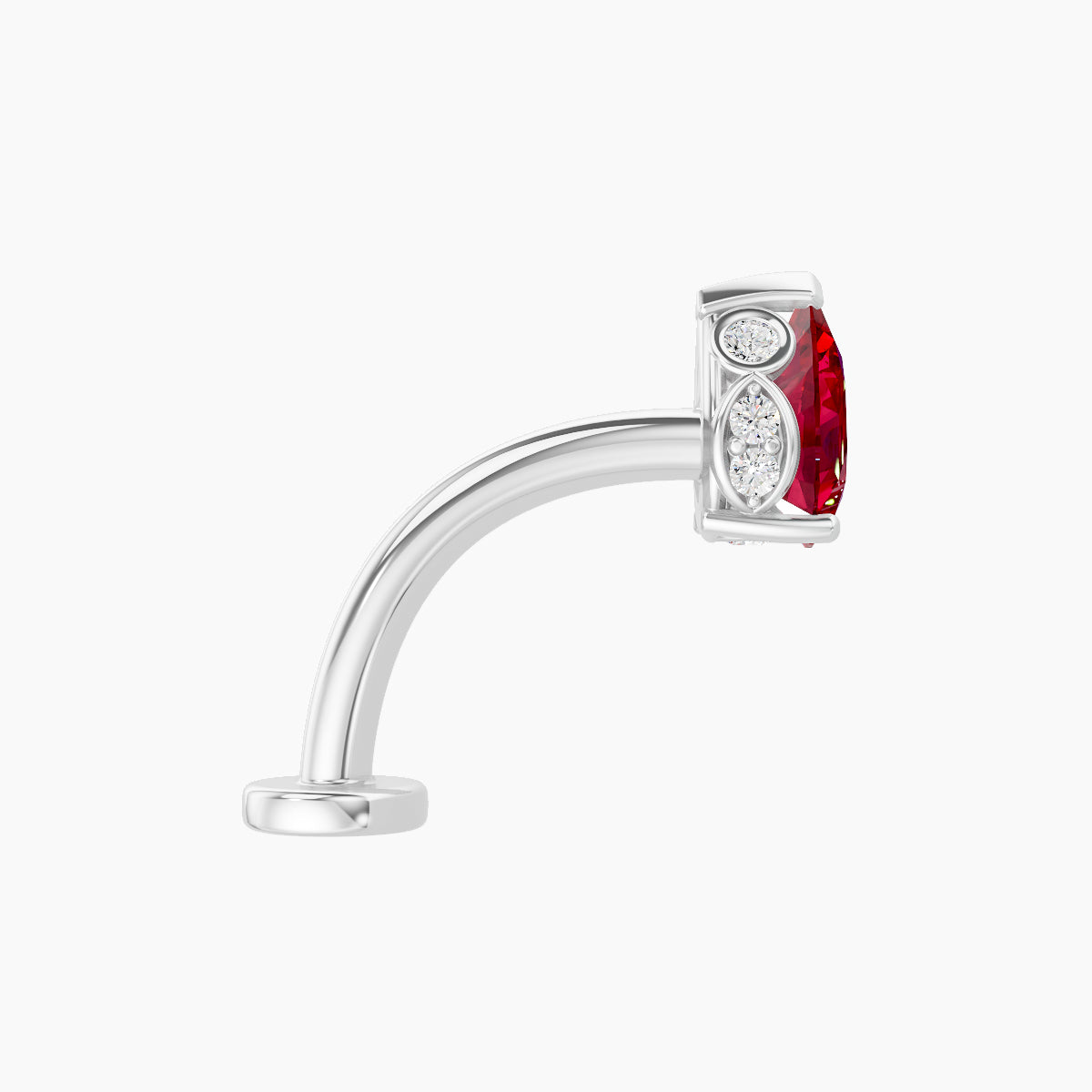 Livia | 18k White Gold 10 mm 7 mm Ruby & Diamond Floating Navel Piercing