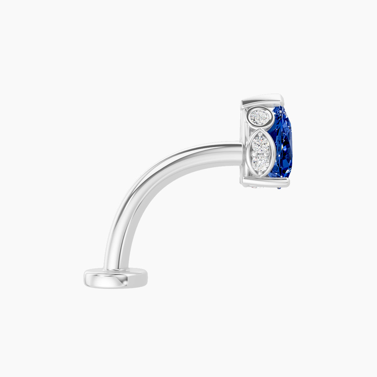 Livia | 18k White Gold 10 mm 7 mm Sapphire & Diamond Floating Navel Piercing