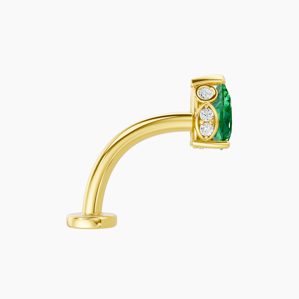 Livia | 18k Yellow Gold 10 mm 7 mm Emerald & Diamond Floating Navel Piercing