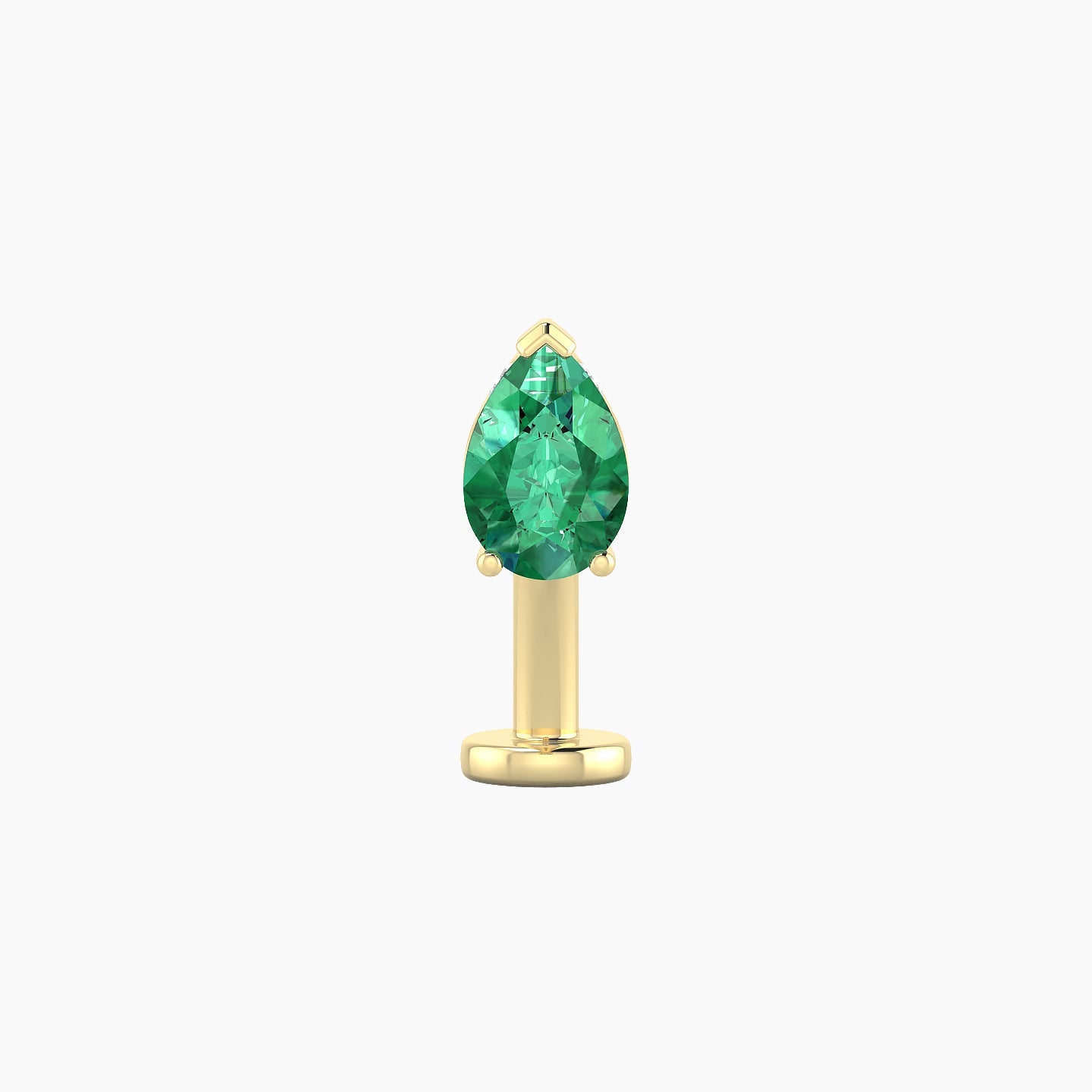 Livia | 18k Yellow Gold 10 mm 7 mm Emerald & Diamond Floating Navel Piercing