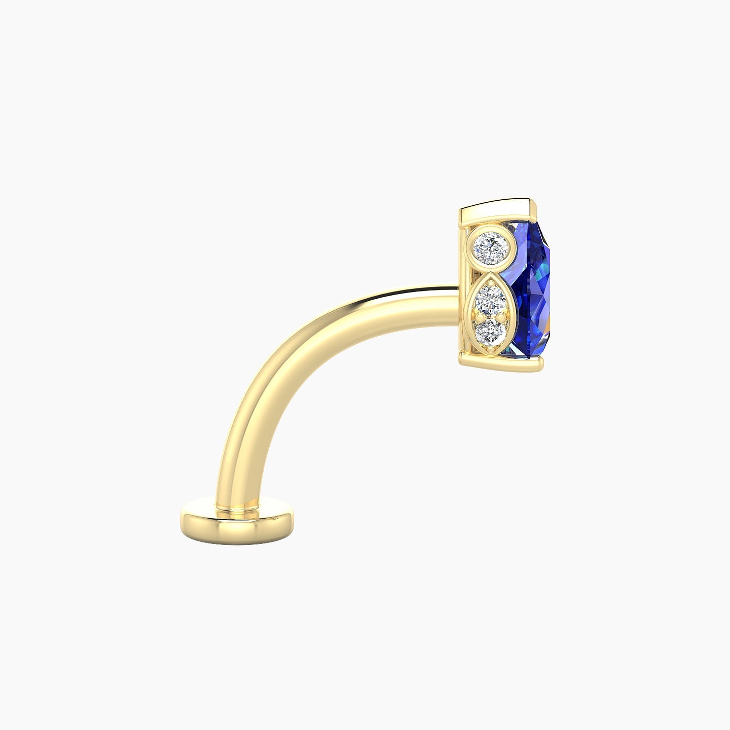 Livia | 18k Yellow Gold 10 mm 7 mm Sapphire & Diamond Floating Navel Piercing