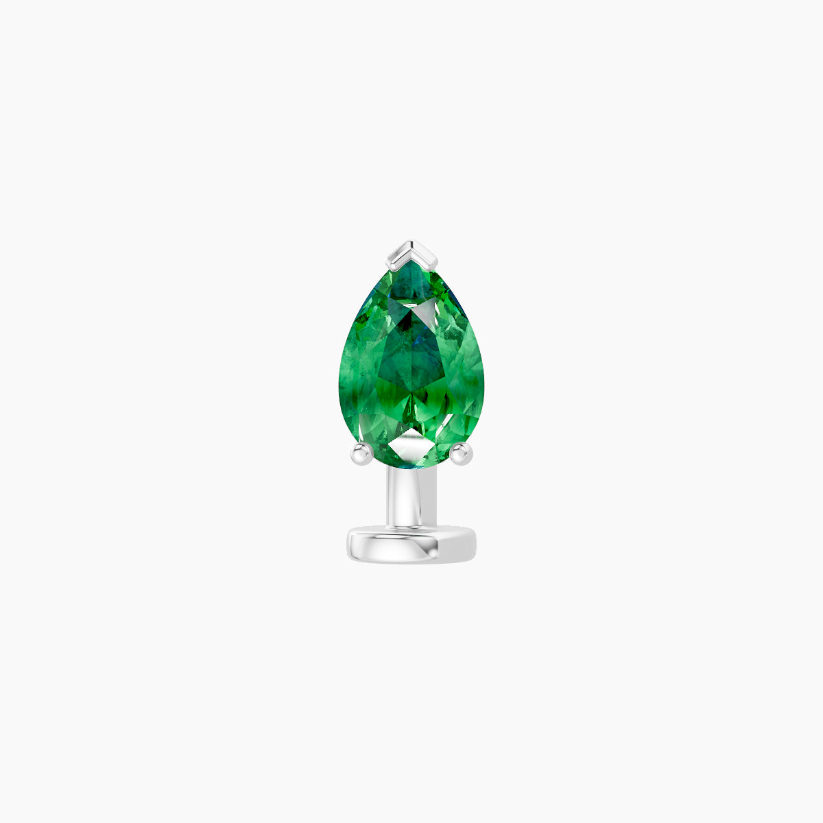 Livia | 18k White Gold 6 mm 7 mm Emerald & Diamond Floating Navel Piercing