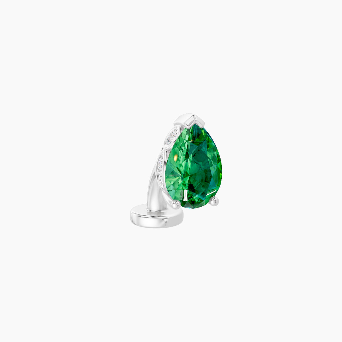 Livia | 18k White Gold 6 mm 7 mm Emerald & Diamond Floating Navel Piercing