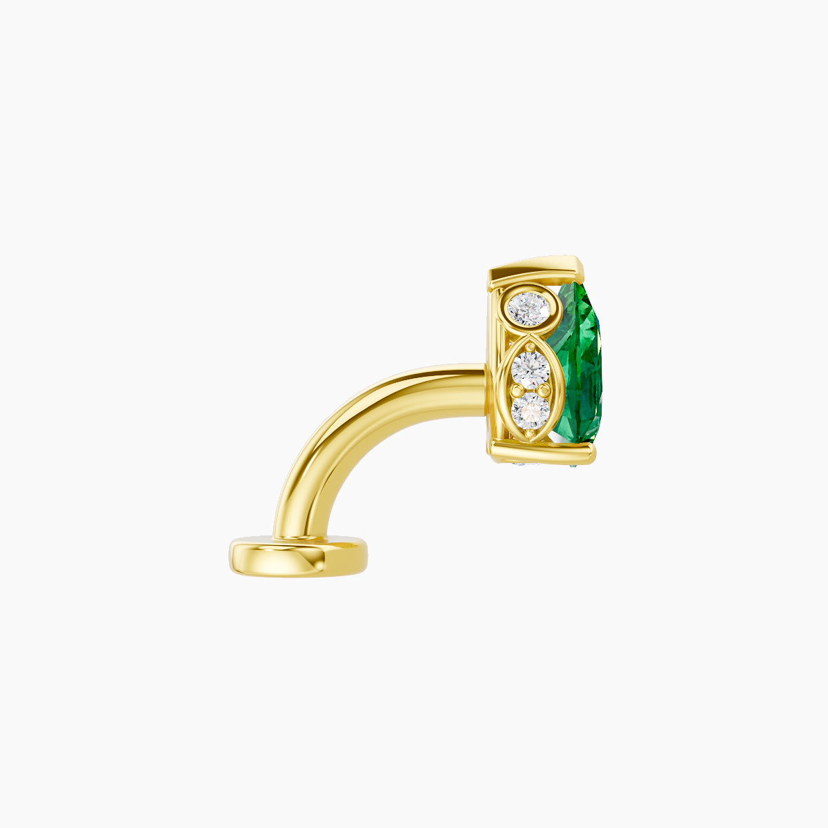 Livia | 18k Yellow Gold 6 mm 7 mm Emerald & Diamond Floating Navel Piercing