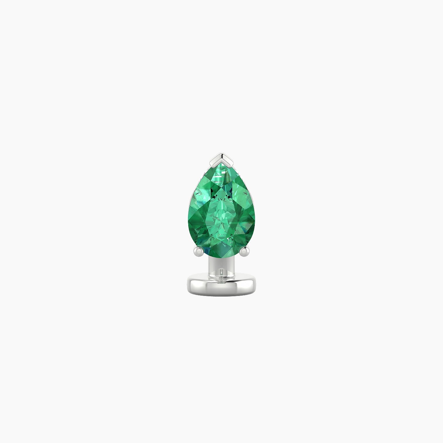 Livia | 18k White Gold 6 mm 7 mm Emerald & Diamond Floating Navel Piercing