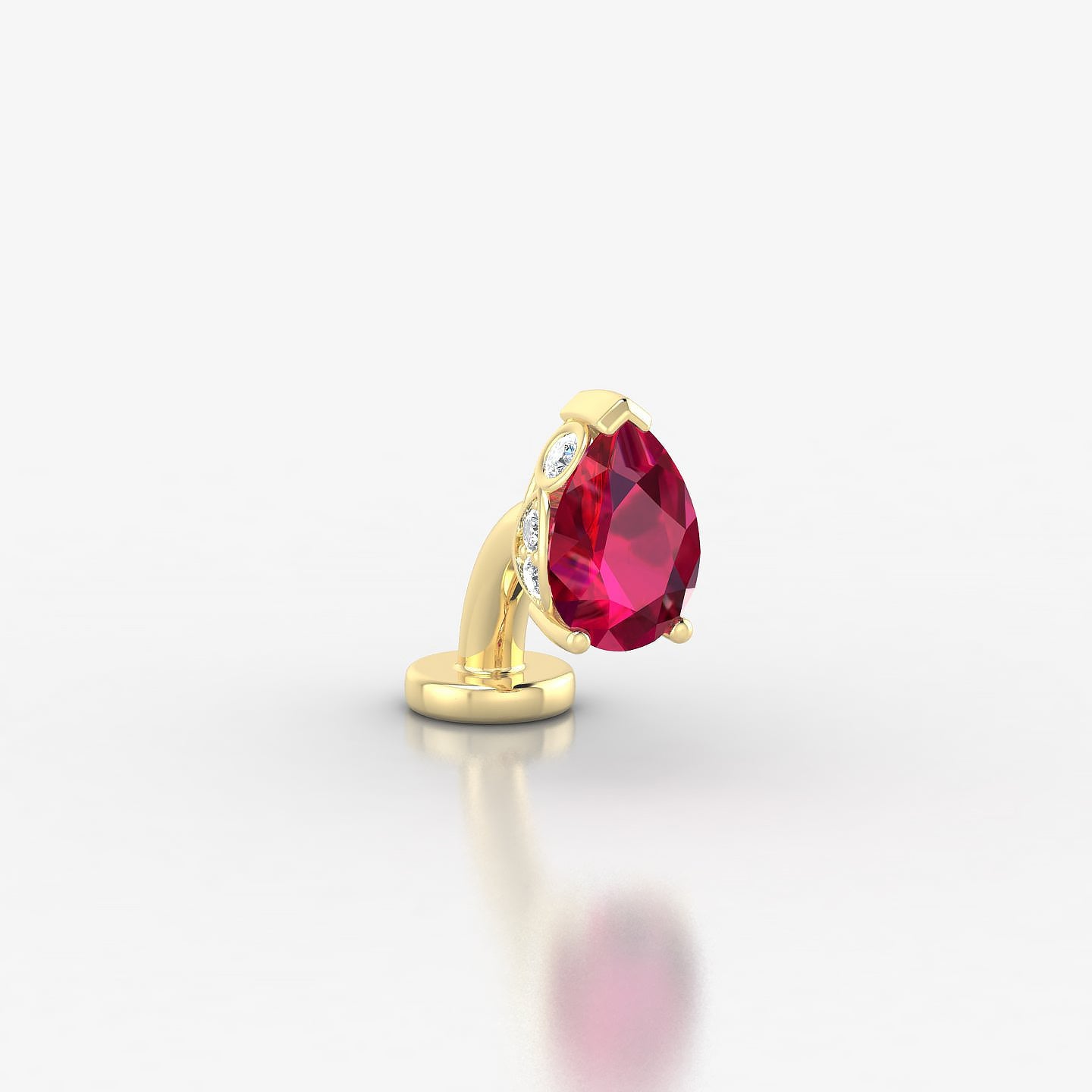 Livia | 18k Yellow Gold 6 mm 7 mm Ruby & Diamond Floating Navel Piercing