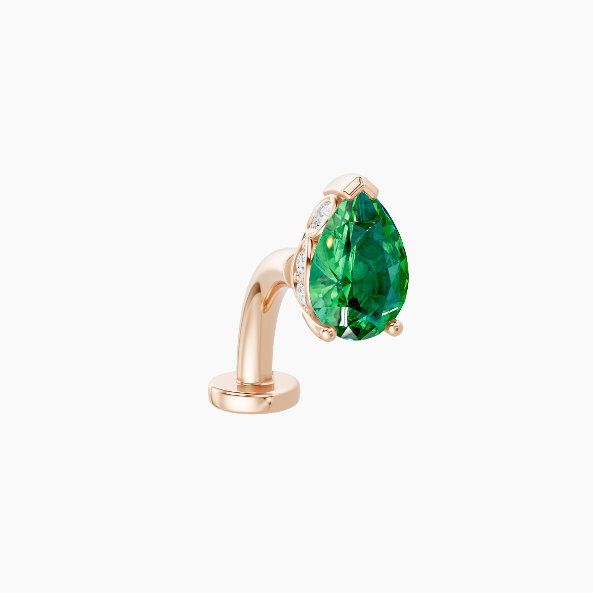 Livia | 18k Rose Gold 8 mm 7 mm Emerald & Diamond Floating Navel Piercing