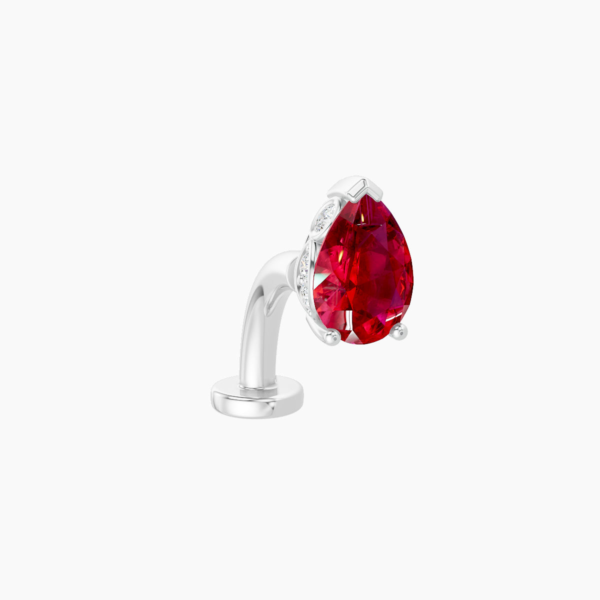 Livia | 18k White Gold 8 mm 7 mm Ruby & Diamond Floating Navel Piercing