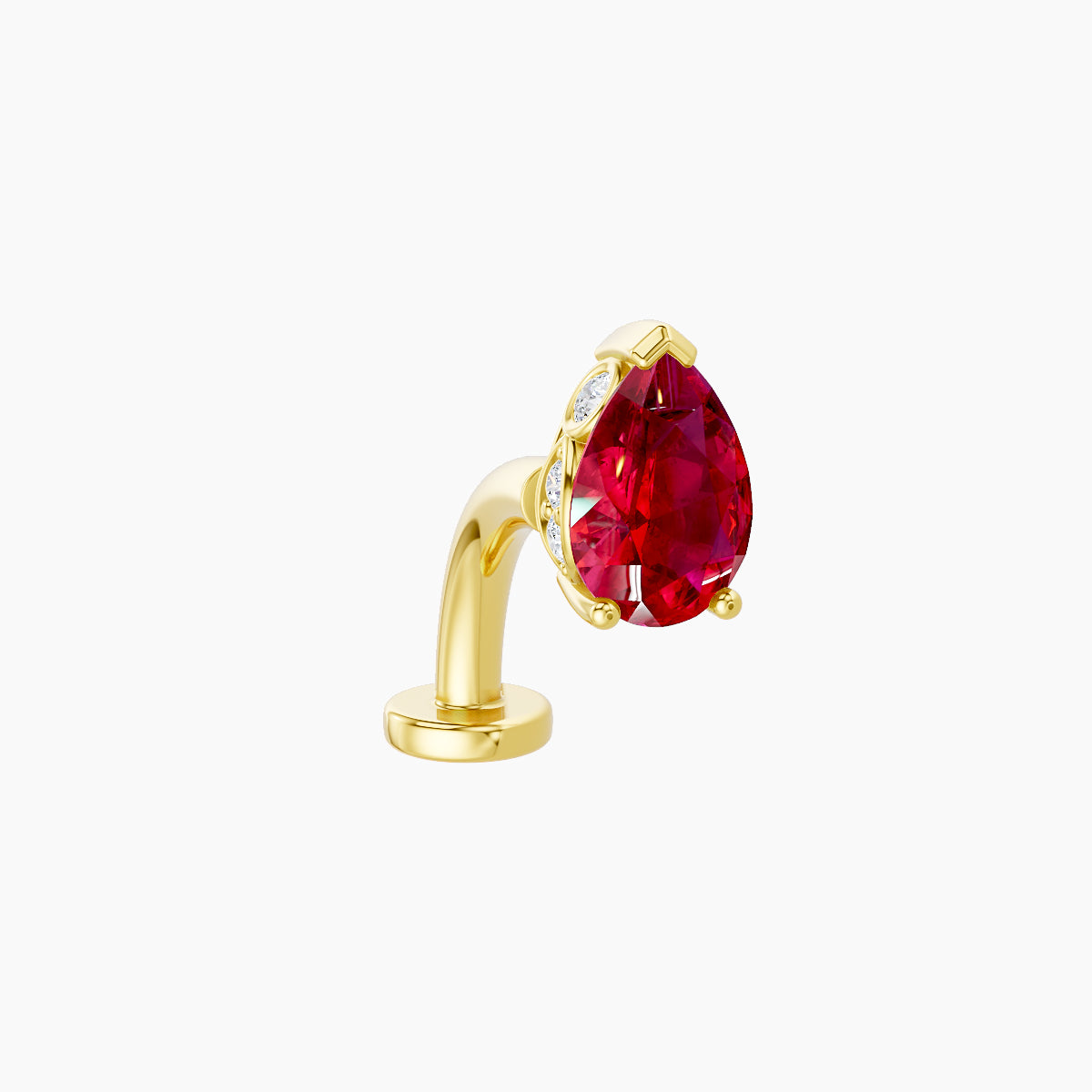 Livia | 18k Yellow Gold 8 mm 7 mm Ruby & Diamond Floating Navel Piercing