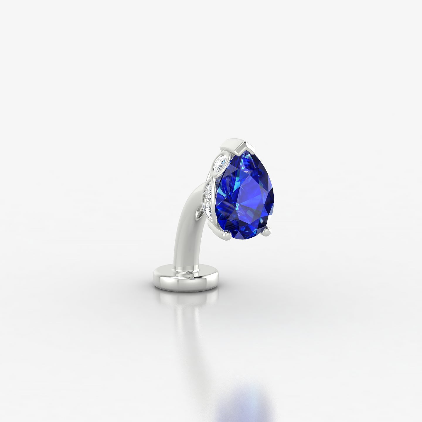 Livia | 18k White Gold 8 mm 7 mm Sapphire & Diamond Floating Navel Piercing