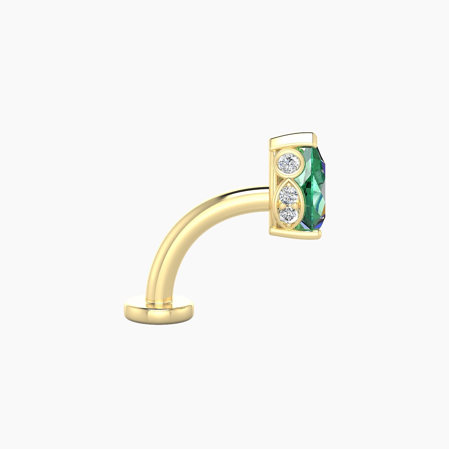 Livia | 18k Yellow Gold 8 mm 7 mm Emerald & Diamond Floating Navel Piercing