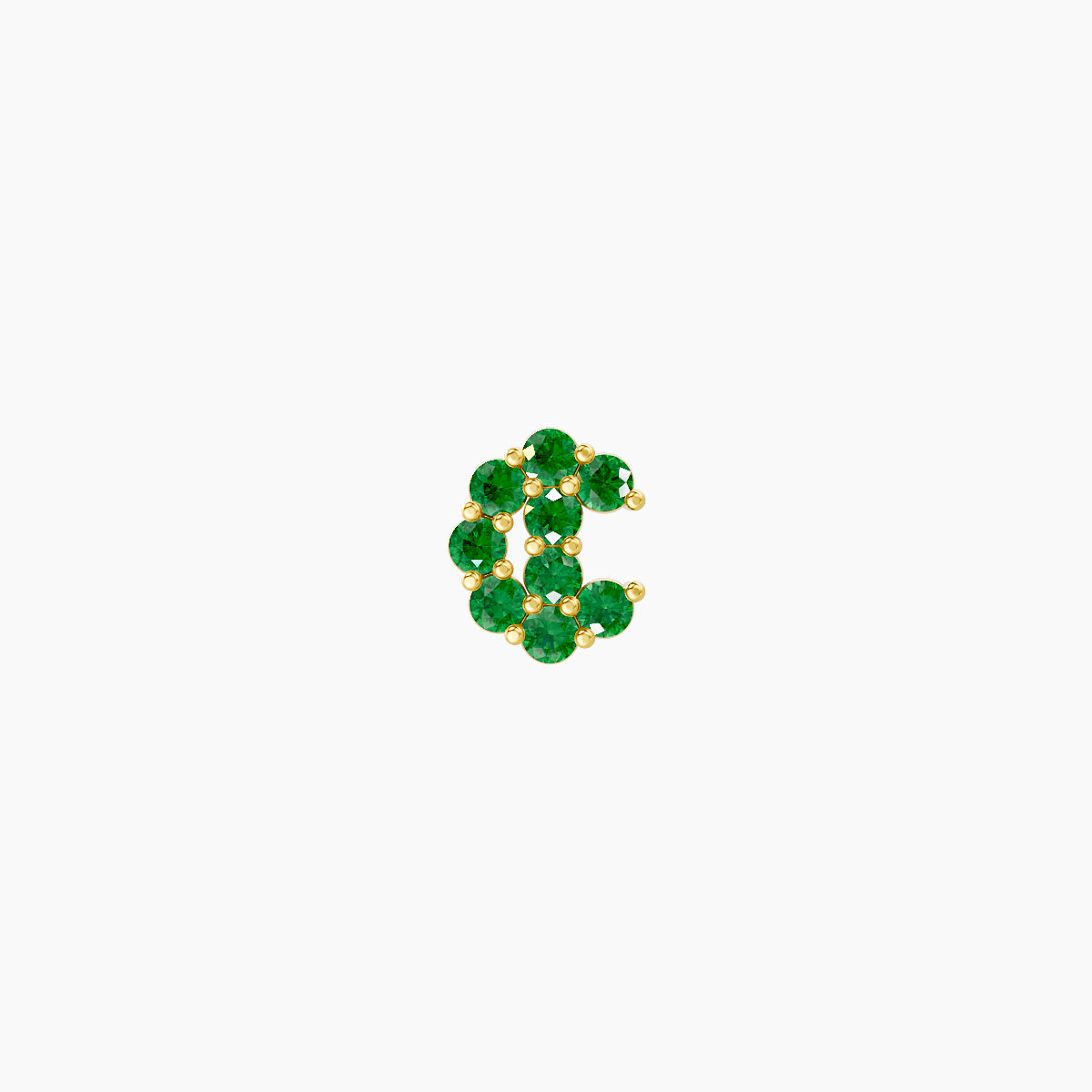 Luna | 18k Yellow Gold 5 mm 4.5 mm Moon Emerald Piercing