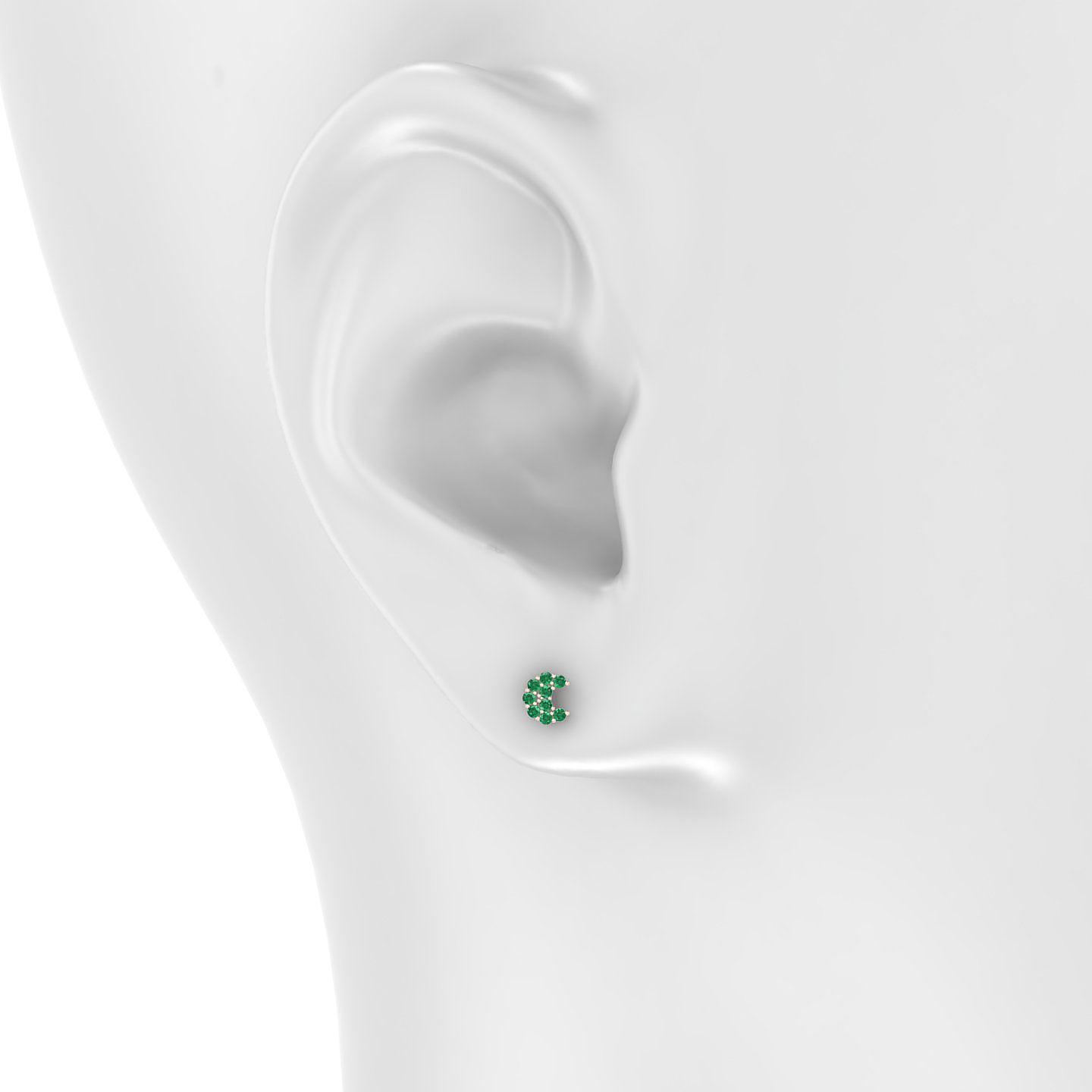 Luna | 18k Rose Gold 5 mm 4.5 mm Moon Emerald Piercing
