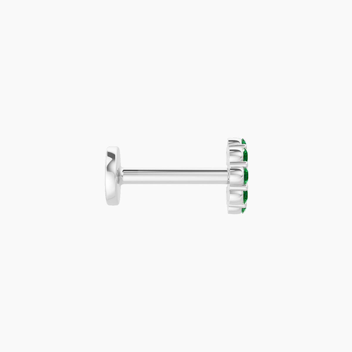 Luna | 18k White Gold 6.5 mm 4.5 mm Moon Emerald Piercing