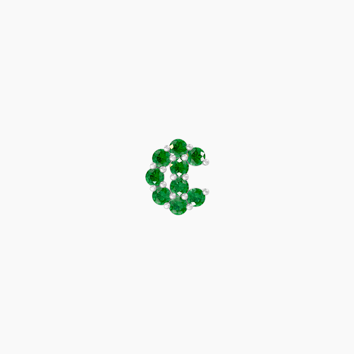 Luna | 18k White Gold 8 mm 4.5 mm Moon Emerald Piercing