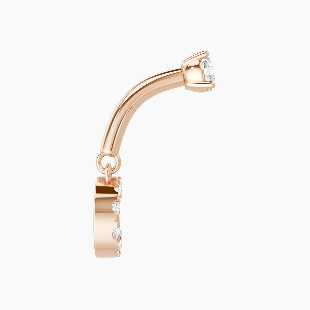 Luna | 18k Rose Gold 6 mm Moon Diamond Rook Piercing