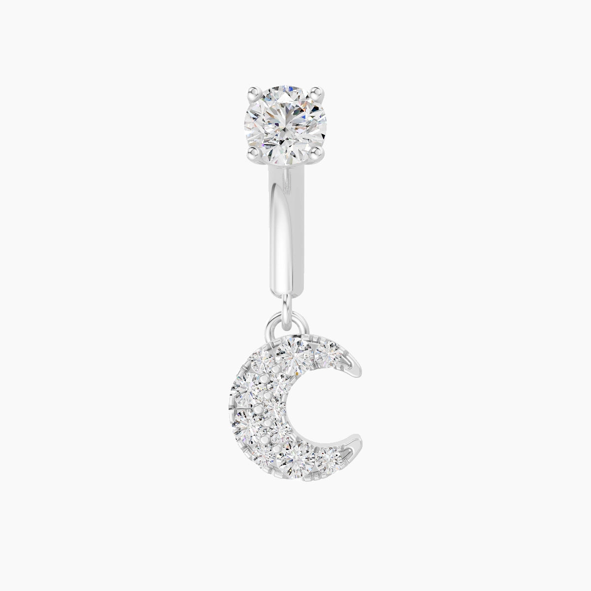 Luna | 18k White Gold 6 mm Moon Diamond Rook Piercing