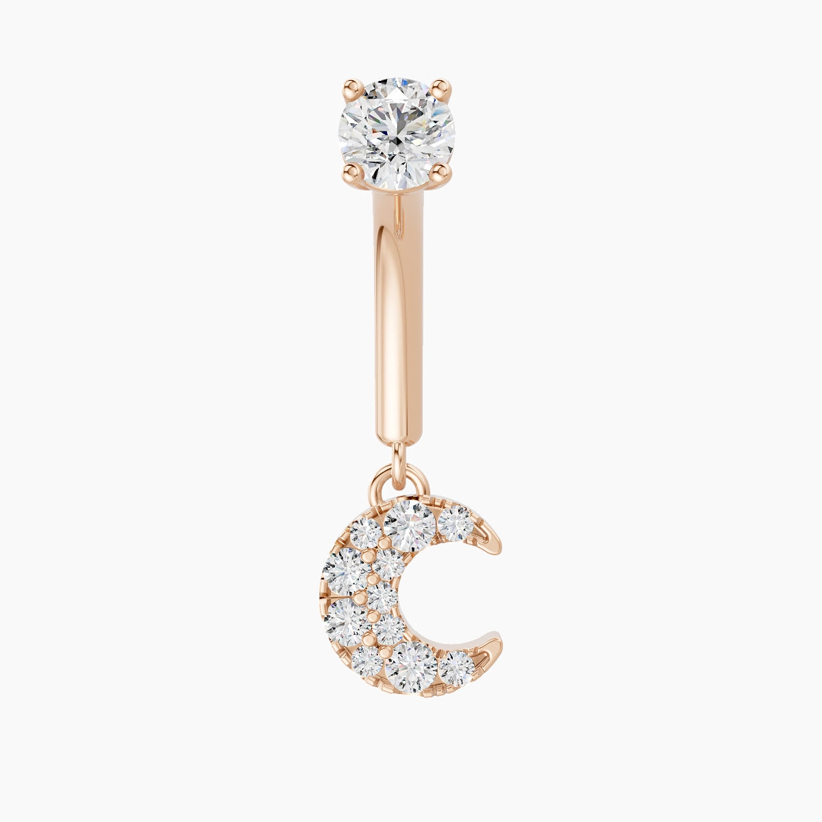 Luna | 18k Rose Gold 8 mm Moon Diamond Rook Piercing