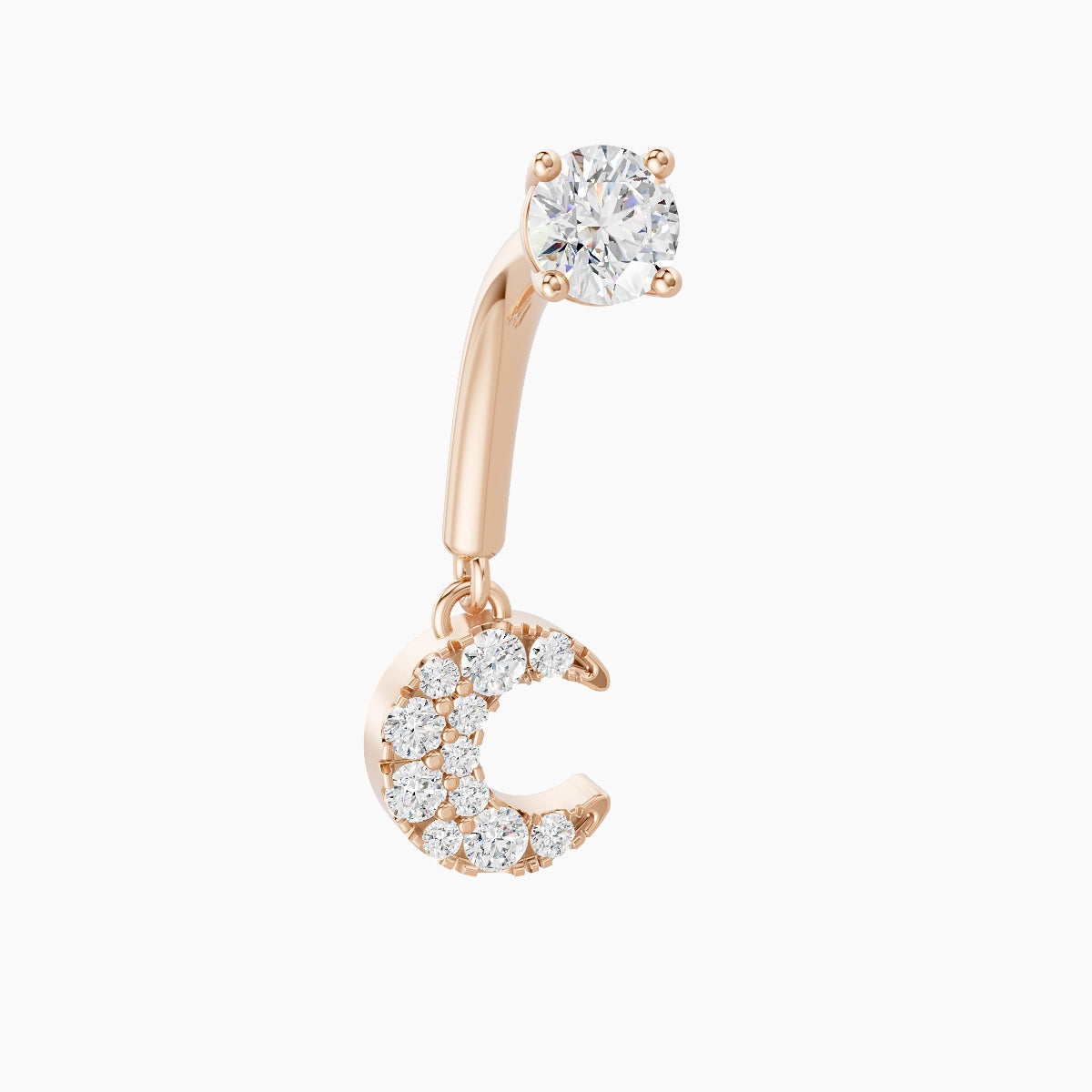 Luna | 18k Rose Gold 8 mm Moon Diamond Rook Piercing