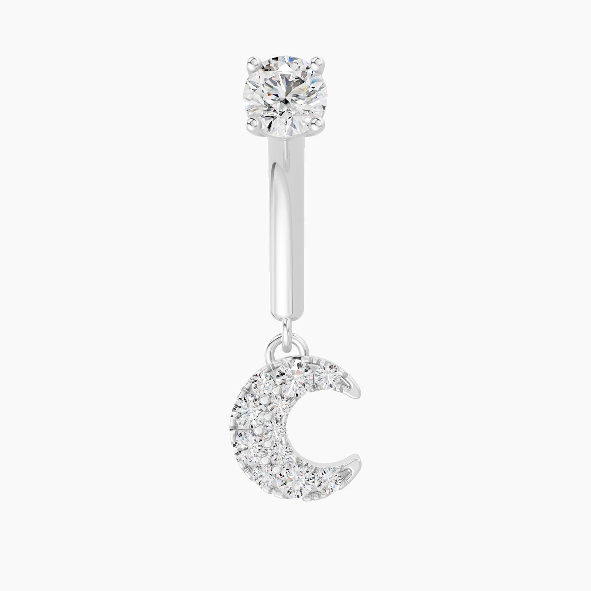 Luna | 18k White Gold 8 mm Moon Diamond Rook Piercing